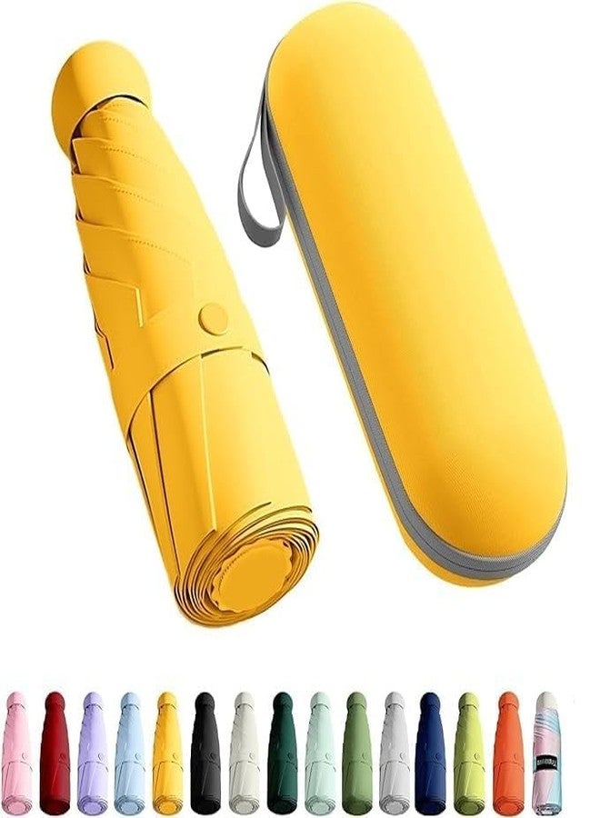 EAFTOS Mini Umbrella with Case for Men & Women Manual Open Compact Travel Umbrella UV Protection Polyester Fabric Anti-Slip Handle Lightweight Portable Rain & Sun Protection for Summer & Monsoon (Lime-Yellow) - Image 1